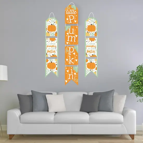 Big Dot of Happiness Little Pumpkin - Hanging Vertical Paper Door Banners - Fall Birthday Party or Baby Shower Wall Decoration Kit - Indoor Door Decor {3}