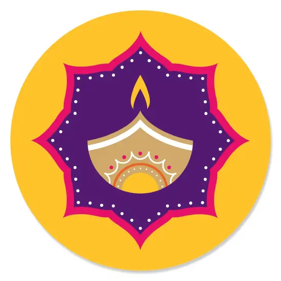 Big Dot of Happiness Happy Diwali - Festival of Lights Party Circle Sticker Labels - 24 Count {1}