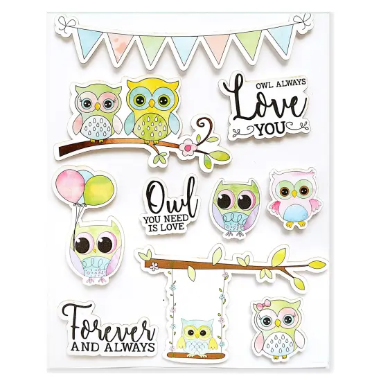 Little Birdie Watercolor Sticker Collection 10/Pkg-Owl Love {3}