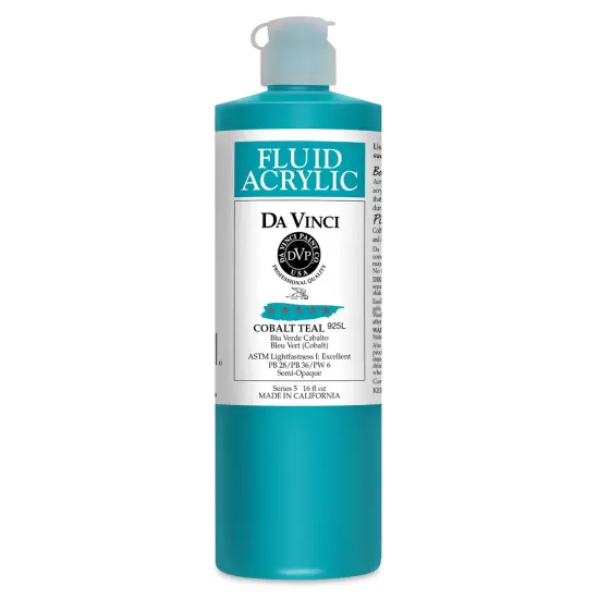 Da Vinci Fluid Acrylics - Cobalt Teal, 16 oz bottle {1}