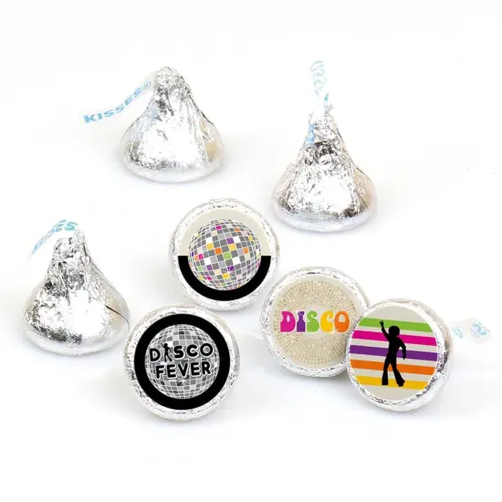 Big Dot of Happiness 70's Disco - 1970's Disco Fever Party Round Candy Sticker Favors - Labels Fits Chocolate Candy (1 sheet of 108) {1}