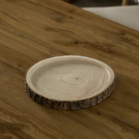 Natural Wooden Bark Round Slice Tray, Rustic Table Charger Centerpiece {3}