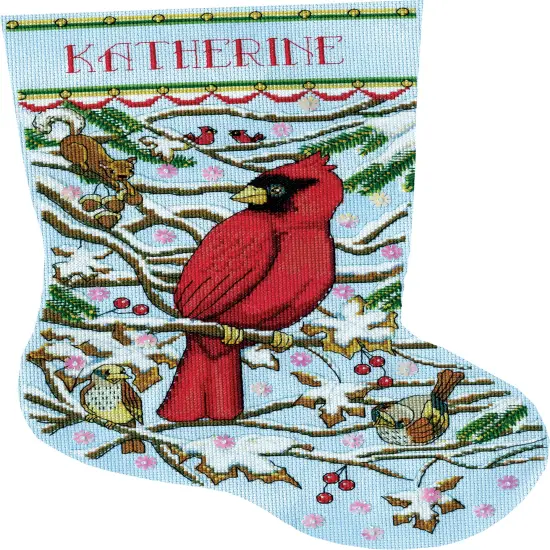 Design Works Counted Cross Stitch Stocking Kit 17" Long-Cardinal {1}