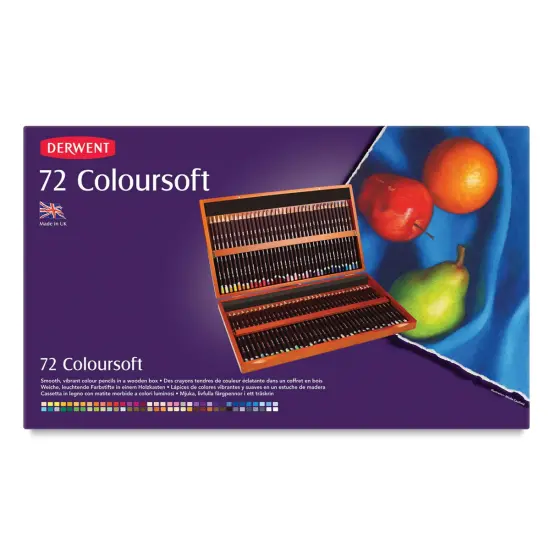 Derwent Coloursoft Pencil Set - Assorted Colors, Wood Box, Set of 72 {1}