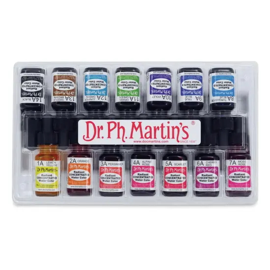 Dr. Ph. Martin's Radiant Concentrated Watercolor Set - 1/2 oz, Set of 14, Assorted, Set A {2}