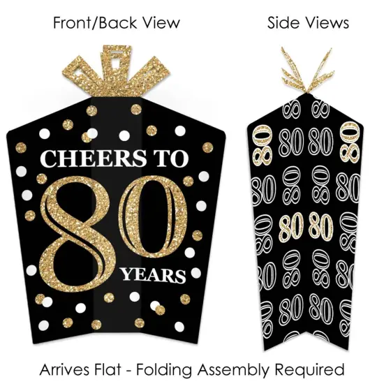Big Dot of Happiness Adult 80th Birthday - Gold - Table Decorations - Birthday Party Fold and Flare Centerpieces - 10 Count {3}