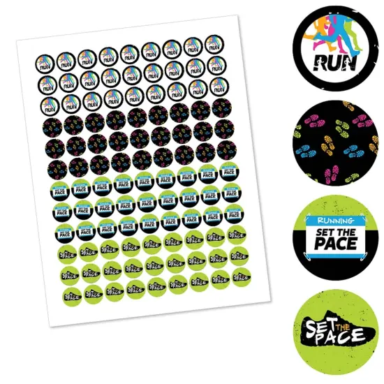 Big Dot of Happiness Set the Pace - Running - Track Cross Country Marathon Round Candy Sticker Favors - Labels Fits Chocolate Candy (1 Sheet of 108) {3}