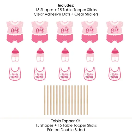 Big Dot of Happiness It's a Girl - Pink Baby Shower Centerpiece Sticks - Table Toppers - Set of 15 {7}