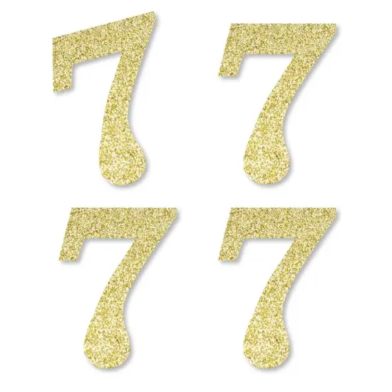 Big Dot of Happiness Gold Glitter 7 - No-Mess Real Gold Glitter Cut-Out Numbers - 7th Birthday Party Confetti - Set of 24 {1}