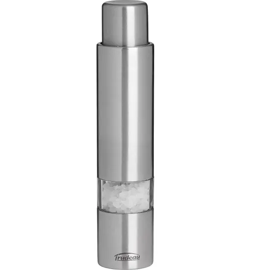 Trudeau Stainless Steel One Hand Thumb Salt Mill Grinder 6 inch {1}