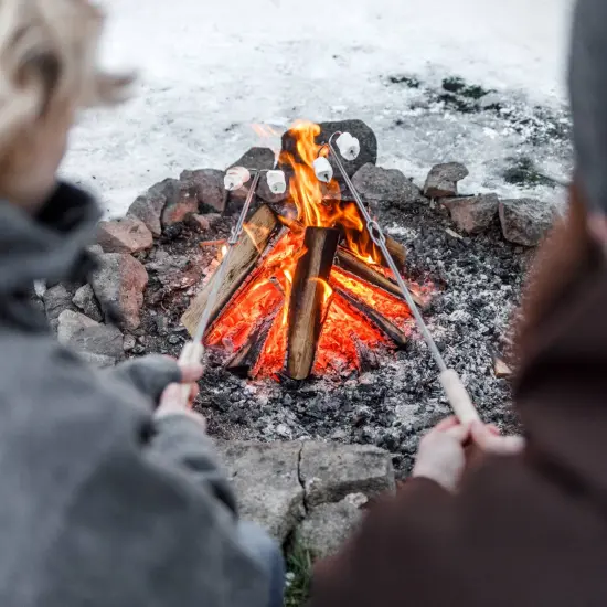 Petromax Campfire Roasting Stick Skewer with Adjustable Handle Bent Prongs LS2, Extends up to 36 inches {5}