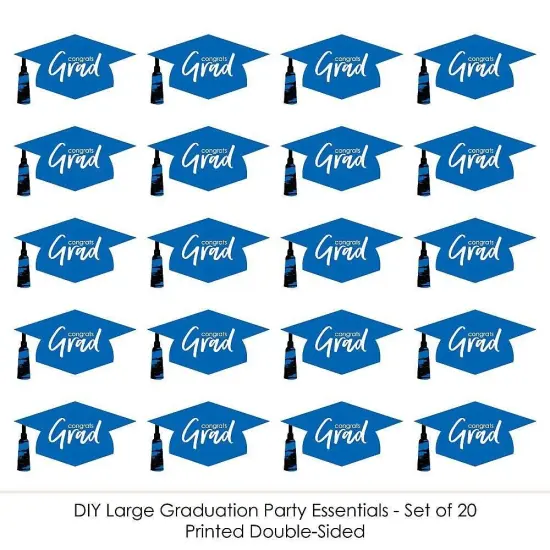Big Dot of Happiness Blue Graduation Hat Decorations - DIY Large Party Essentials - 20 Count {6}