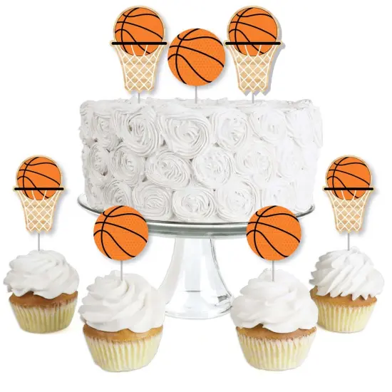 Big Dot of Happiness Nothin' but Net - Basketball - Dessert Cupcake Toppers - Baby Shower or Birthday Party Clear Treat Picks - Set of 24 {1}