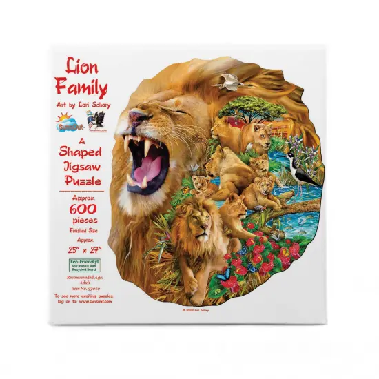 Sunsout Lion Family 600 pc Special Shape Jigsaw Puzzle 97010 {4}