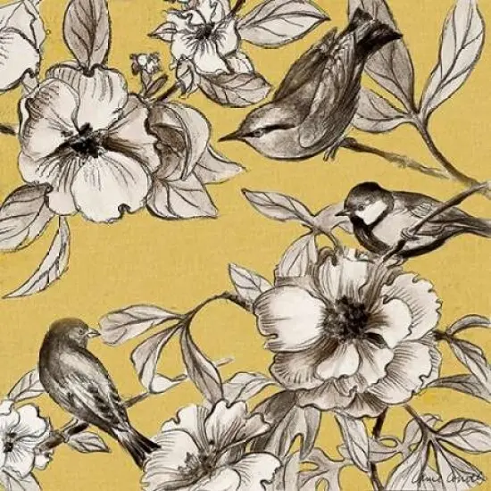 Peonies and Birds On Yellow II Poster Print by Lanie Loreth - Item # VARPDX9613BB {1}