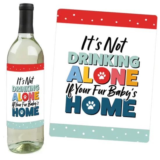 Big Dot of Happiness Happy Gotcha Day - Dog and Cat Pet Adoption Party Decorations for Women and Men - Wine Bottle Label Stickers - Set of 4 {6}