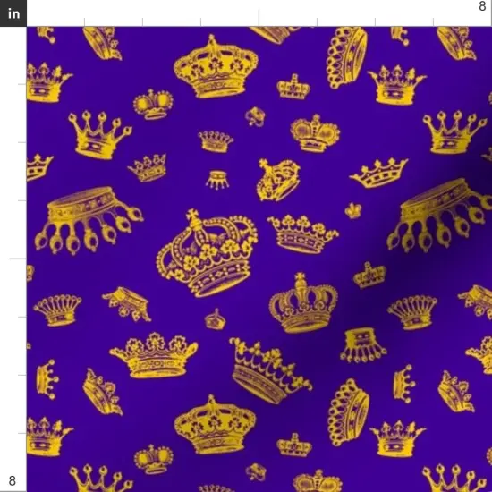 Various Fabrics by the Yard or Fat Quarter Royal Crowns Golden Yellow Purple Gold Mardi Gras Royalty King Princess Custom Printed Fabric by Spoonflower {4}