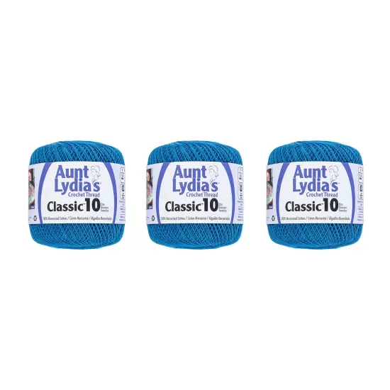 Aunt Lydia Classic Blue Hawaii Crochet - 3 Pack of 350y/320m - Cotton - Gauge 10 - Crochet {1}