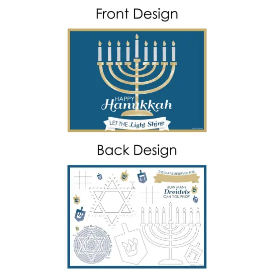 Big Dot of Happiness Happy Hanukkah - Paper Chanukah Holiday Party Coloring Sheets - Activity Placemats - Set of 16 {7}