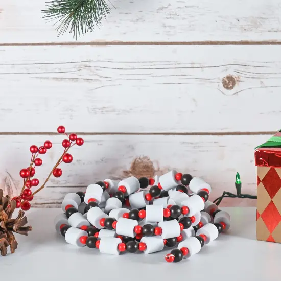 Ornativity Holiday Marshmallow Candy Garland - Rustic Christmas Wooden Farmhouse Country Wood Beaded Home and Holiday Garland Tree Decorations Boho Strand of Beads {3}