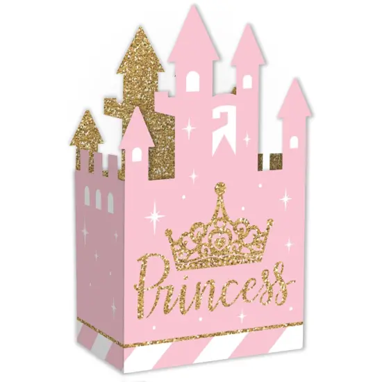 Big Dot of Happiness Little Princess Crown - Pink and Gold Princess Baby Shower or Birthday Party Favor Gift Boxes - Castle Boxes - Set of 12 {1}