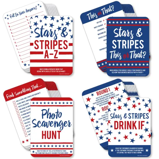 Big Dot of Happiness Stars & Stripes - 4 Patriotic Party Games - 10 Cards Each - Gamerific Bundle {1}