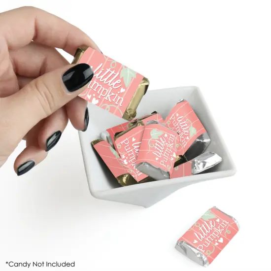 Big Dot of Happiness Girl Little Pumpkin - Mini Candy Bar Wrapper Stickers - Fall Birthday Party or Baby Shower Small Favors - 40 Count {3}
