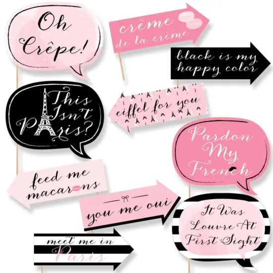 Big Dot of Happiness Funny Paris, Ooh La La - Paris Themed Photo Booth Props Kit - 10 Piece {1}