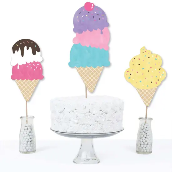 Big Dot of Happiness Scoop Up the Fun - Ice Cream - Sprinkles Party Centerpiece Sticks - Table Toppers - Set of 15 {4}