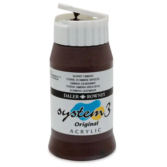 Daler-Rowney System3 Acrylic - Burnt Umber, 500 ml bottle {1}