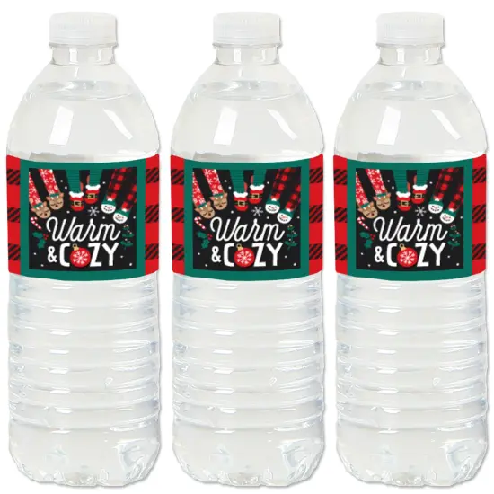 Big Dot of Happiness Christmas Pajamas - Holiday Plaid PJ Party Water Bottle Sticker Labels - Set of 20 {1}