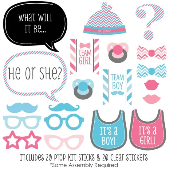 Big Dot of Happiness Chevron Baby Gender Reveal - Photo Booth Props Kit - 20 Count {3}