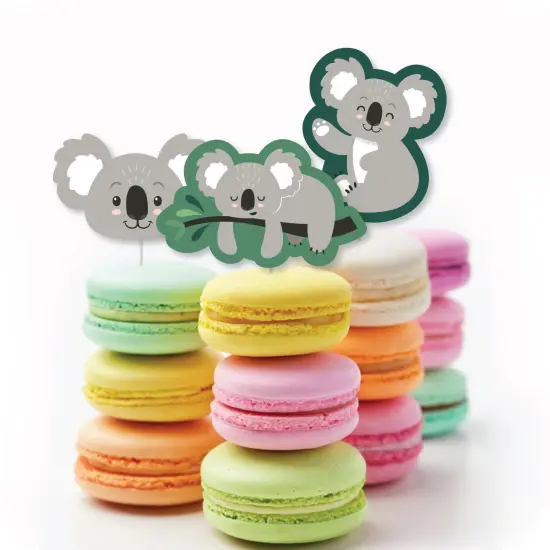 Big Dot of Happiness Koala Cutie - Dessert Cupcake Toppers - Bear Birthday Party and Baby Shower Clear Treat Picks - Set of 24 {6}