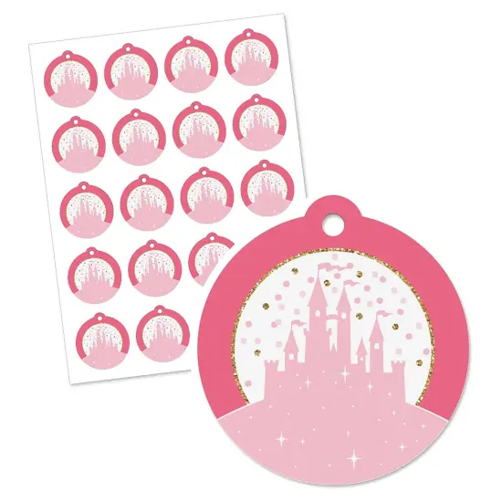 Big Dot of Happiness Little Princess Crown - Pink and Gold Princess Baby Shower or Birthday Party Favor Gift Tags (Set of 20) {3}