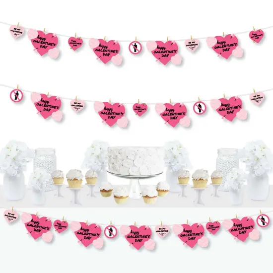 Big Dot of Happiness Be My Galentine - Galentine's and Valentine's Day DIY Decorations - Clothespin Garland Banner - 44 Pieces {1}