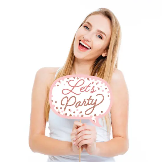 Big Dot of Happiness Pink Rose Gold Birthday - Happy Birthday Party Photo Booth Props Kit - 20 Count {4}