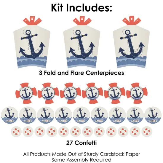 Big Dot of Happiness Ahoy - Nautical - Baby Shower or Birthday Party Decor and Confetti - Terrific Table Centerpiece Kit - Set of 30 {4}