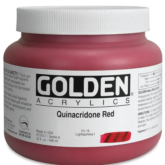 Golden Heavy Body Artist Acrylics - Quinacridone Red, 32 oz Jar {2}