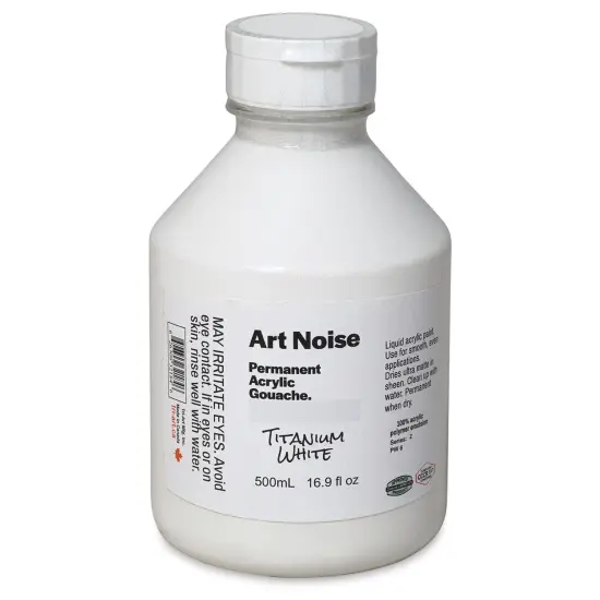 Tri-Art Art Noise Permanent Acrylic Gouache - Titanium White, 500 ml, Bottle {1}