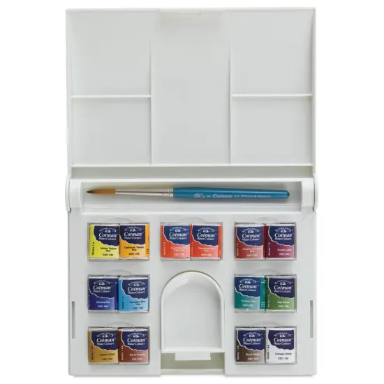 Winsor & Newton Cotman Watercolors - Compact Set of 14, Assorted Colors, Half Pans {1}