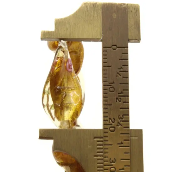 10 20mm Golden Yellow with Pink and Green Flower Lampwork Glass Flat Oval Twist Beads {5}