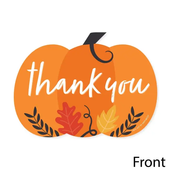 Big Dot of Happiness Fall Pumpkin - Shaped Thank You Cards - Halloween or Thanksgiving Party Thank You Note Cards with Envelopes - Set of 12 {4}