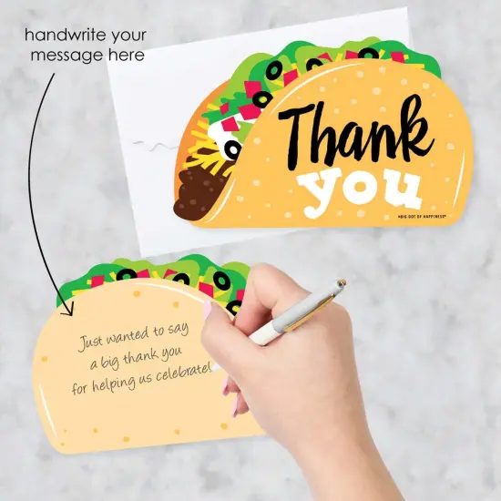 Big Dot of Happiness Taco 'Bout Fun - Shaped Thank You Cards - Fiesta Thank You Note Cards with Envelopes - Set of 12 {3}