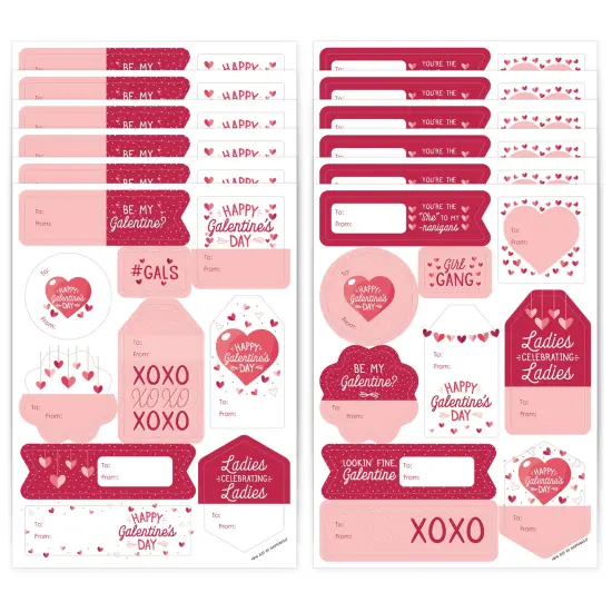 Big Dot of Happiness Happy Galentine's Day - Assorted Valentine's Day Party Gift Tag Labels - To and From Stickers - 12 Sheets - 120 Stickers {1}