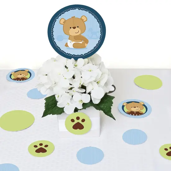 Big Dot of Happiness Baby Boy Teddy Bear - Baby Shower Giant Circle Confetti - Party Decorations - Large Confetti 27 Count {7}