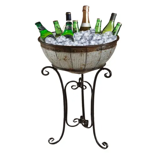 Galvanized Metal Beverage Cooler Tub with Stand {1}