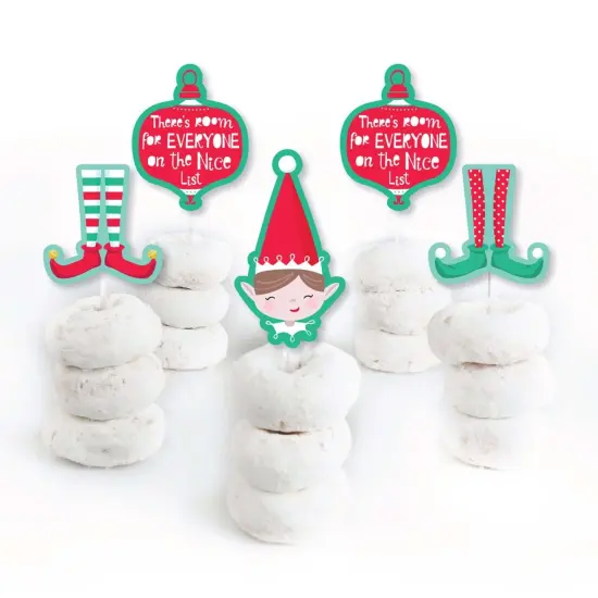 Big Dot of Happiness Elf Squad - Dessert Cupcake Toppers - Kids Elf Christmas and Birthday Party Clear Treat Picks - Set of 24 {3}