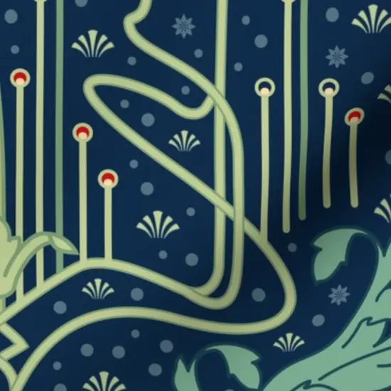 Various Fabrics by the Yard or Fat Quarter Art Nouveau Whimsical Floral Vintage Inspired Red Poppies Luxe Deco Custom Printed Fabric by Spoonflower {7}