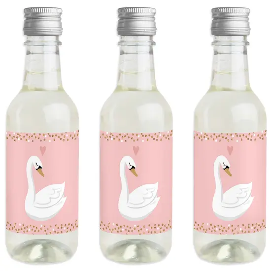 Big Dot of Happiness Swan Soiree - Mini Wine and Champagne Bottle Label Stickers - White Swan Baby Shower or Birthday Party Favor Gift - Set of 16 {1}