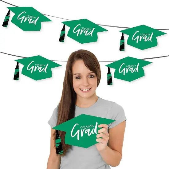 Big Dot of Happiness Green Graduation Hat Decorations - DIY Large Party Essentials - 20 Count {3}